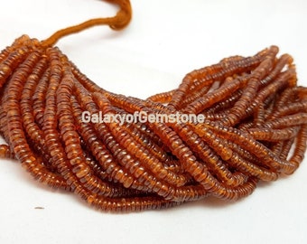 Natural Hessonite Garnet Heishi Tyre Beads 4mm  to 6 mm Gemstone Beads 16 Inch Hessonite Smooth Wheel Heishi Beads  Plain Heishi Beads