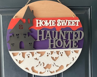 Home Sweet Haunted Home Door Hanger - Halloween Wreath