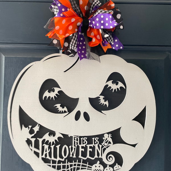 Jack Skellington Halloween 3D Wooden Doorhanger