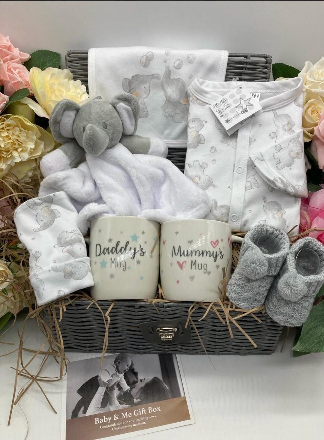 New Elephant Baby Hamper. New Parent Gift Box, New Baby Gift, Unisex ...