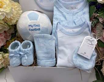 Baby Boy Football Hamper. New Parent Gift Box, New Baby Gift, New Baby Hamper, Baby Boy Hamper, Baby and Mom, Baby Boy Gift