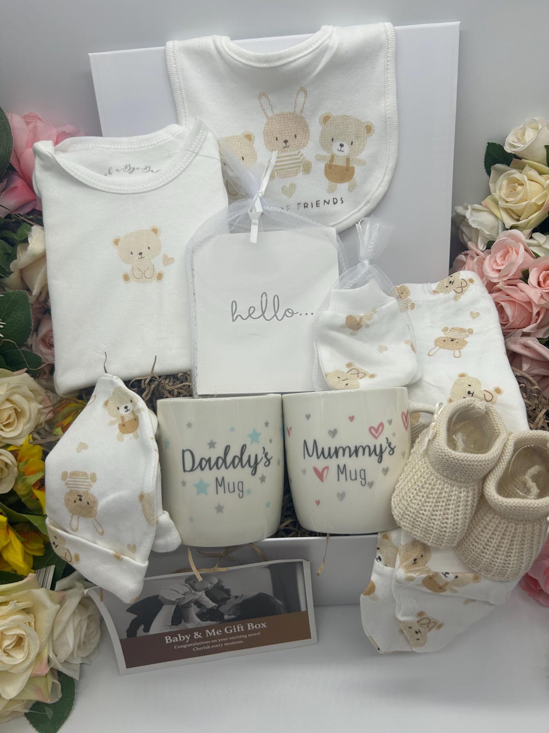 Bear Baby Hamper Gift Set: Newborn Outfit, Mugs for Parents - Etsy
