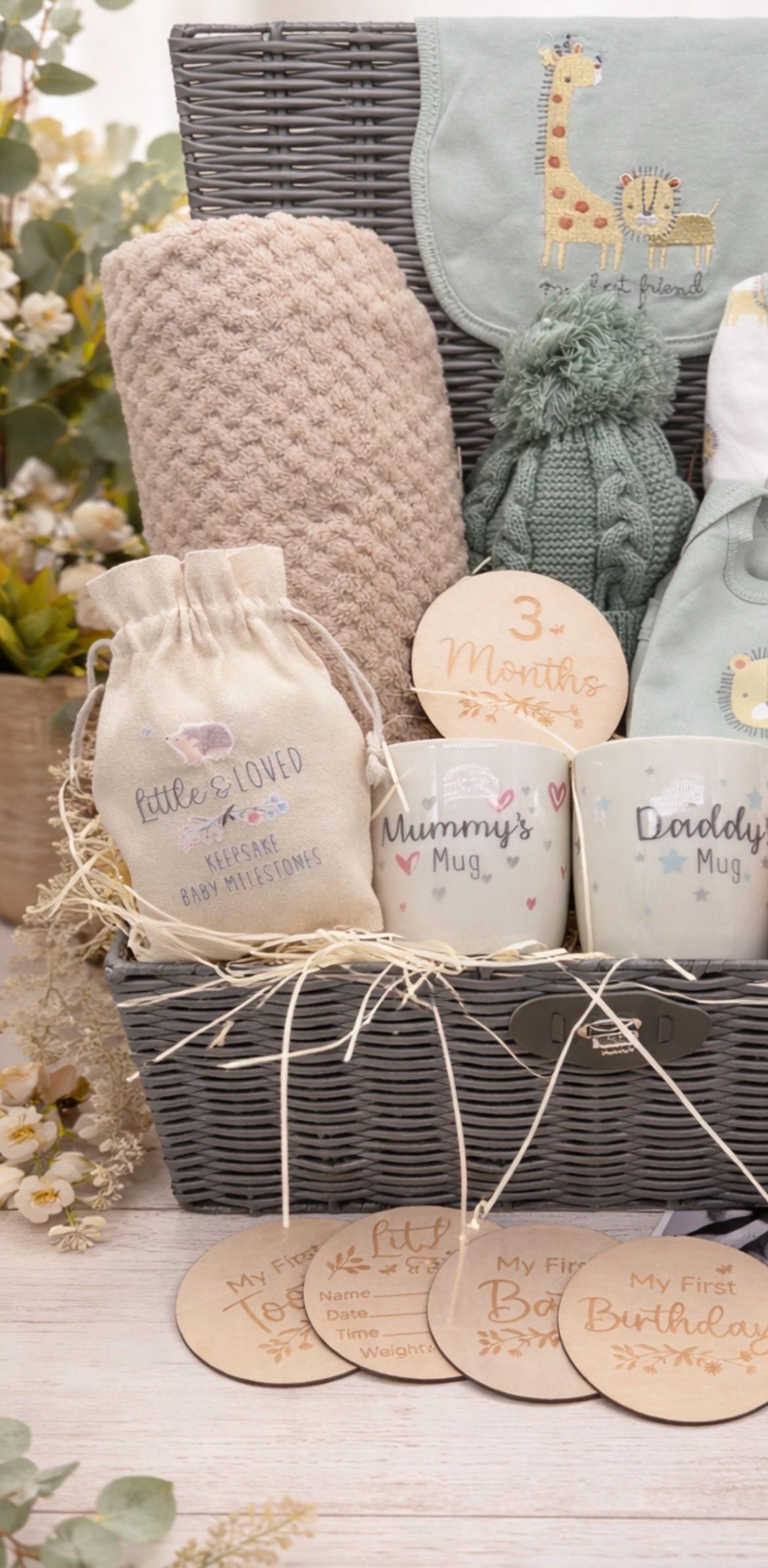 Luxury Baby Gift Basket, New Baby Hamper, Baby Shower Gift Set, Neutral ...