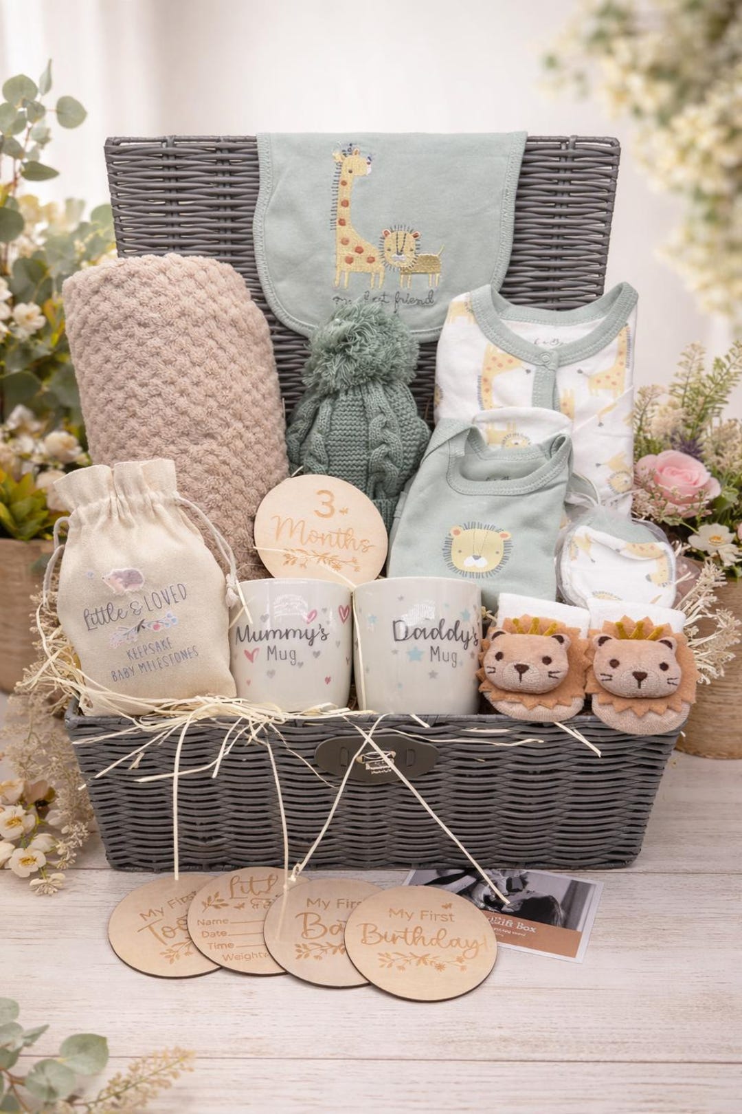 Luxury Baby Gift Basket, New Baby Hamper, Baby Shower Gift Set, Neutral ...