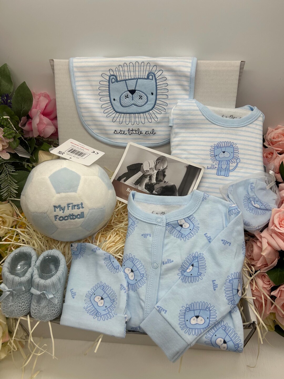 New Baby Boy Gift Set — Blue Lion Baby Hamper | Cute Little Cub Bib ...