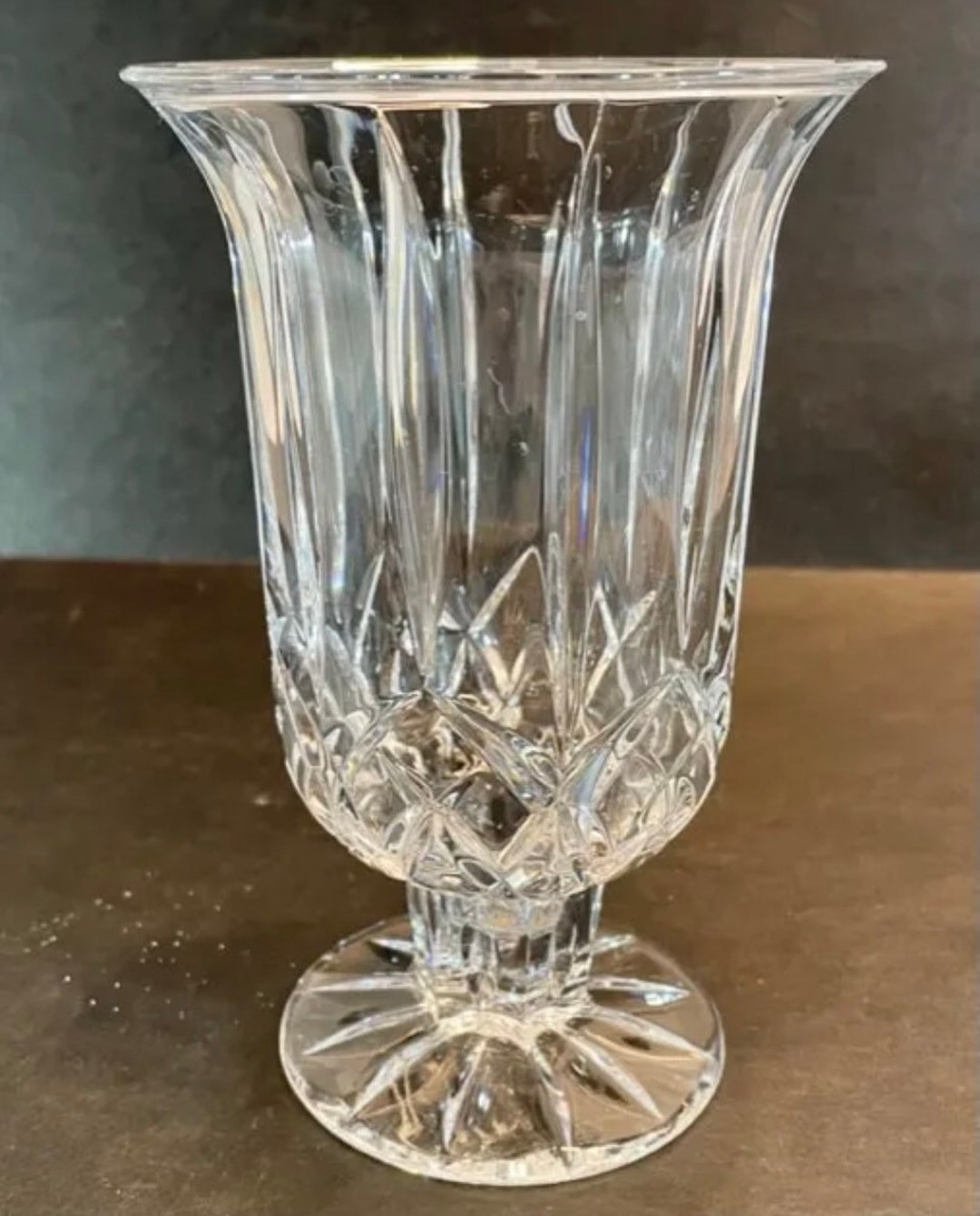 Vtg Deplomb 24 Lead Crystal Clear Glass Vase Candle Holder 7 Etsy