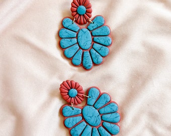 Terracotta and Turquoise - Western style- Hypoallergenic- Stainless steel- Lightweight