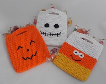 Halloween Crochet Candy Bags, 2pcs Crochet Halloween Bags, Trick or Treat Bags, Halloween Tote Bag, Halloween Decor, Crochet Bag for Kids