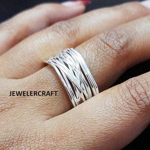 Handmade Wraparound 925 Sterling Silver ring Thick Silver Wire Ring Statement Ring Silver wide wrap Ring Multi Layer Handmade Jewelry