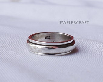 Silver Spinner Ring, Unisex 925 Sterling Silver Spinning Ring, Chunky Thumb Ring, Mens Wide Spin Ring, Meditation Ring