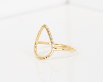 Open Teardrop Ring, Water Drop Ring, Teardrop, Nature Inspired Jewelry, Modern Ring, Teardrop jewelry, Unique, Gift, Silver Drop Ring