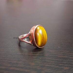 Tigerauge Edelstein Silber Mann Ring, geflügelter Löwe Silber Herrenring, afrikanischer Löwe Männer Ring, Silber Löwe Edelstein-Mann Ring, Ehemann Geschenk Schmuck