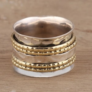 Spinner Ring, Fidget Ring, Anxiety Ring, Meditation Ring,  Worry Ring, Anxiety relief ring, Mixed Metal Spinner Ring, Christmas gifts
