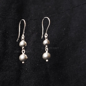 Silver ball earrings, Dangle drop earrings, Chunky Earrings for Women Jewelry, Statement Earrings, Christmas Gift, Silver Earrings spheres