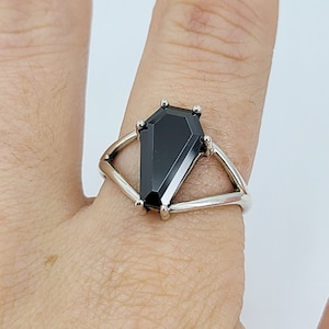Coffin ring, Black onyx ring, Gift for him, Halloween rings, Haloween gifts, Silver coffin ring, 925 silver ring,, Black stone ring