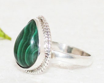 Beautiful NATURAL MALACHITE Gemstone Ring, Birthstone Ring, 925 Sterling Silver Ring, Fashion Handmade Ring, All Ring Size, Gift Ring