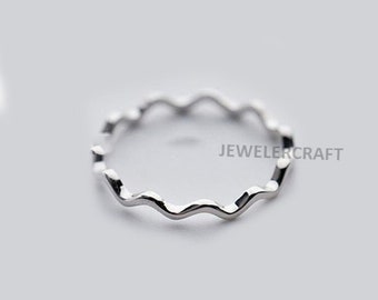 925 Sterling Silver Dainty Wavy plain ring, Stacking Ring, dainty ring. 925 sterling silver, handmade ring, gift for her