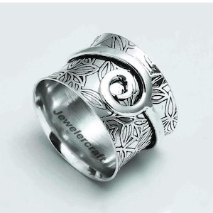Silver spiral ring, Silver anxiety ring,  Spinner Fidget ring, Meditation ring, Handmade Ring For Women, Stress Relief Ring, Dainty ring