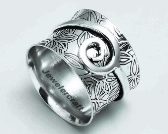 Silver spiral ring, Silver anxiety ring,  Spinner Fidget ring, Meditation ring, Handmade Ring For Women, Stress Relief Ring, Dainty ring