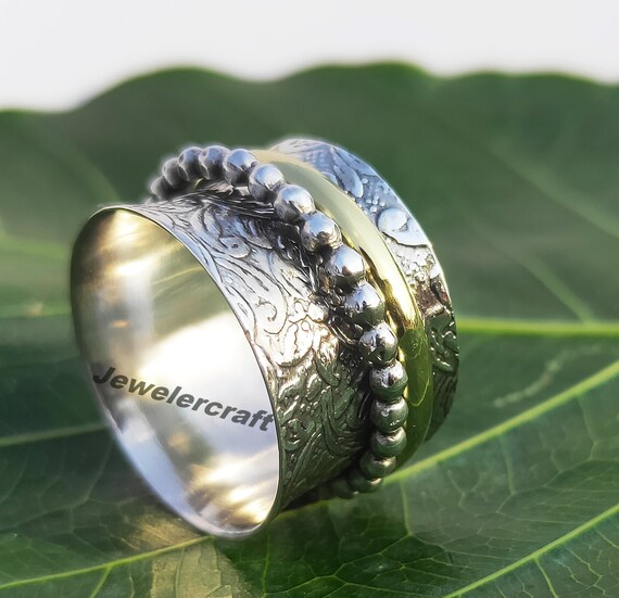 The Clarity Collection - Large Sunflower Silver Fidget Spinner Ring –  Mindful Rings