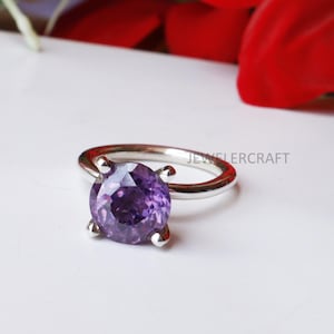Silver Amethyst Ring February Birthstone Ring Amethyst Engagement Ring Purple Stone Ring  Amethyst Ring For Women Birthday Gift For Her