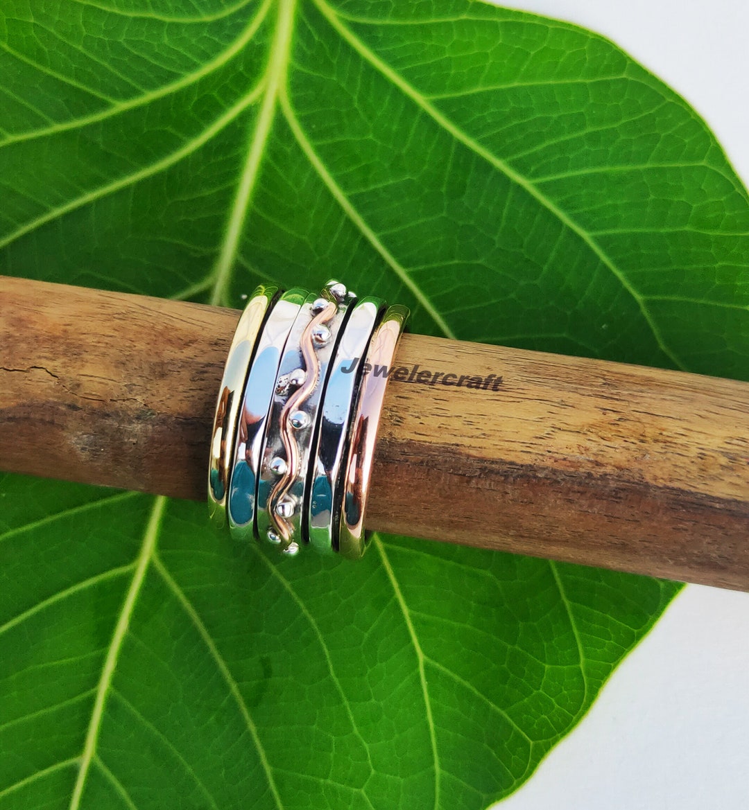 Sterling Silver Fidget Spinner Ring, Handmade Anxiety Ring - Etsy