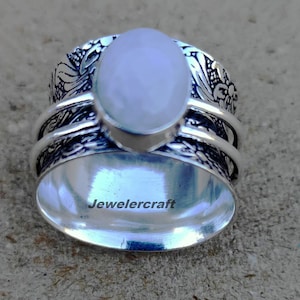 Moonstone Ring, Spinner Ring, Fidget Ring, Boho Ring, Promise Ring, Meditation Ring, 925 Silver Ring, Handmade Ring, Women Ring, Gift Her