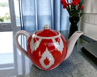 porcelain ikat design teapot,vintage teapot,asia teapot,uzbek teapot,decorative teapot,12cm teapot,ceramic natural paints teapot