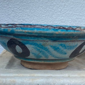 Antique Ceramic Soup Bowl: Hand-Painted Uzbek Folk Art