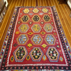 Antique Turkish Sivas Sarkısla Kilim,Vintage Turkish Rug , Antique Turkish Rug , Handmade Rug , Anatolian Rug , Wool Rug , Turkish Kilim Rug
