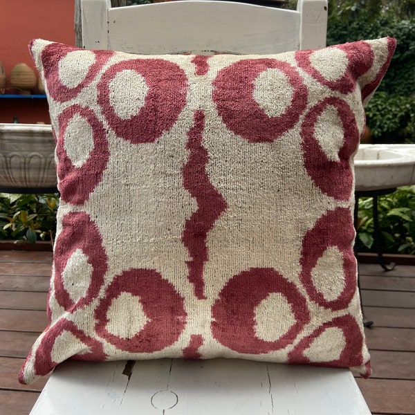 Ikat Samt Kissen, 50x50cm Seide Ikat Kissen, Ikat Kissen, Dekokissen, Lendenkissen, Geometrischer Kissenbezug, Boho Kissen