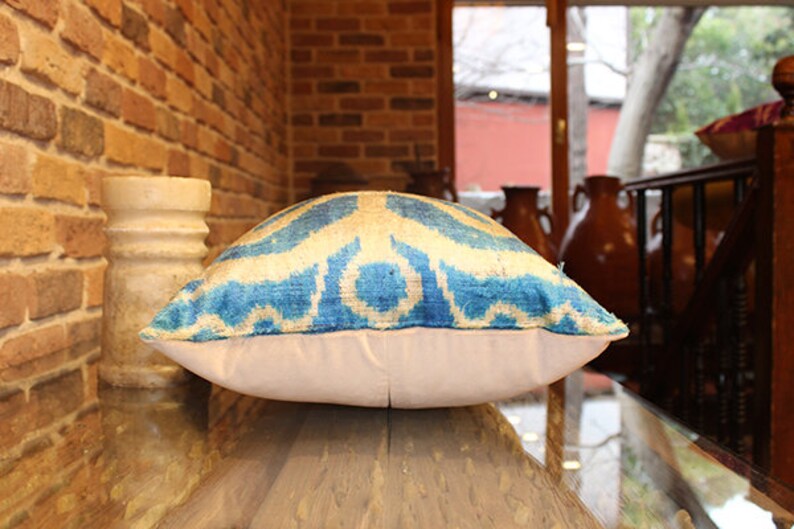 Ikat Velvet Pillow Boho Pillow Silk Ikat Pillowcase Throw Pillows Lumbar Pillows Ikat Cushion Geometric Pillowcase