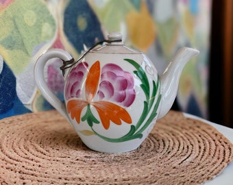 White Floral pattern teapot,vintage porcelain teapot,asia teapot,uzbek teapot,decorative teapot,12cm teapot,ceramic natural paints teapot