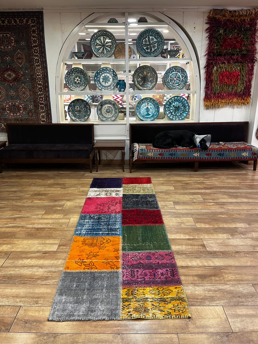 8.20 X 2.82 Ft Handcrafted Vintage Turkish Patchwork Runner, Bold