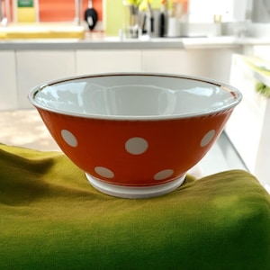 Orange Polka Dot Bowl,vintage decorative bowl,ceramic bowl,porcelain bowl,ikat bowl, hand paint,natural paints bowl,handmade bowl