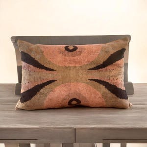 Handwoven silk pillow,59X40cm velvet ikat pillow cover, ikat lumbar pillow, boho pillow, bohemian pillow, boho home decor,Free shipping