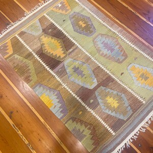 Vintage Turkish Rug,Antalya Kilim,126x086cm,Small size Turkish Rug,Handmade Rug , Anatolian Rug , Wool Rug , Turkish Kilim Rug,Free shipping