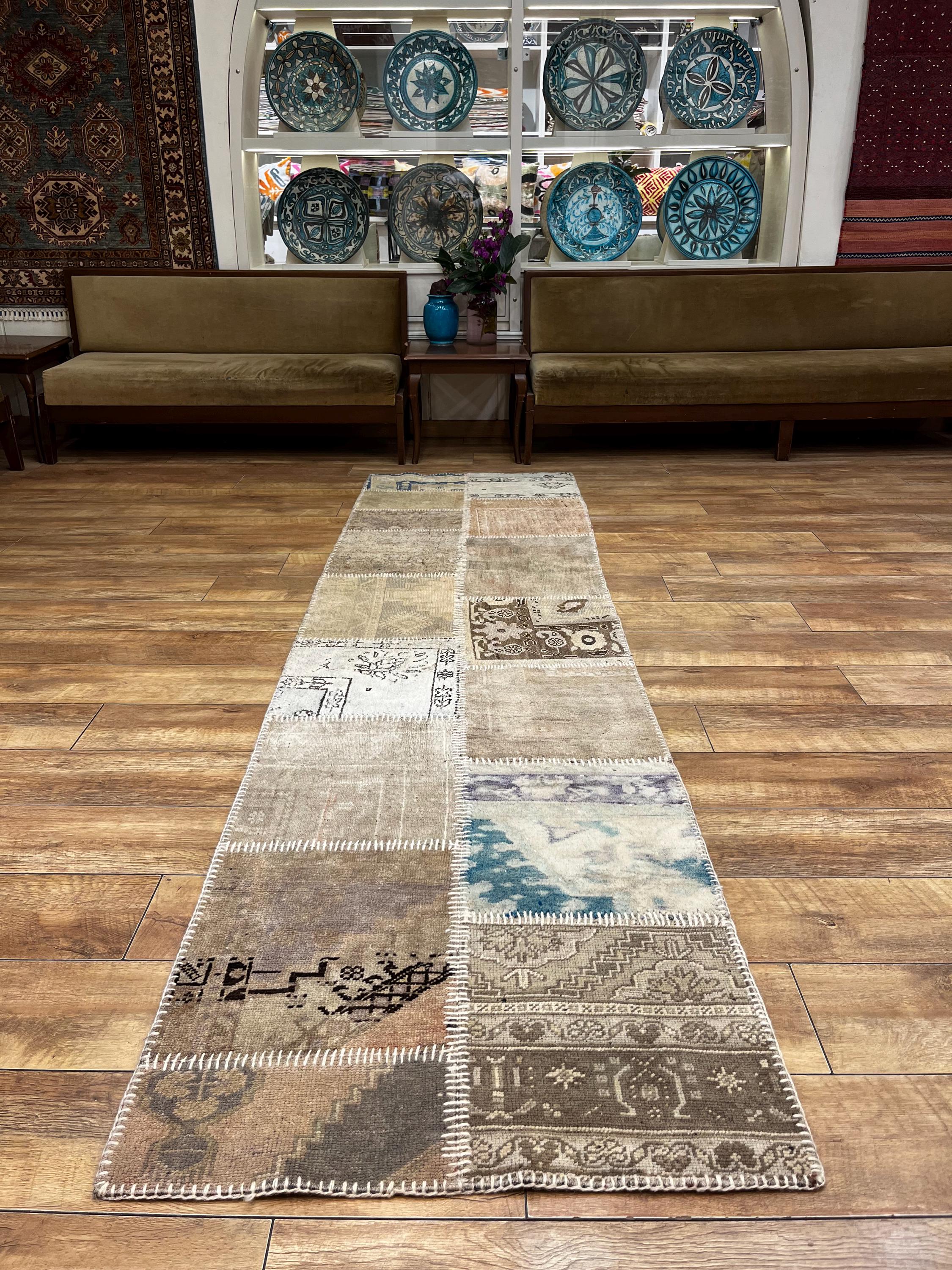 Vintage Patchwork Runner Rug – 300x80 Cm (9.8 Ft X 2.6 Ft