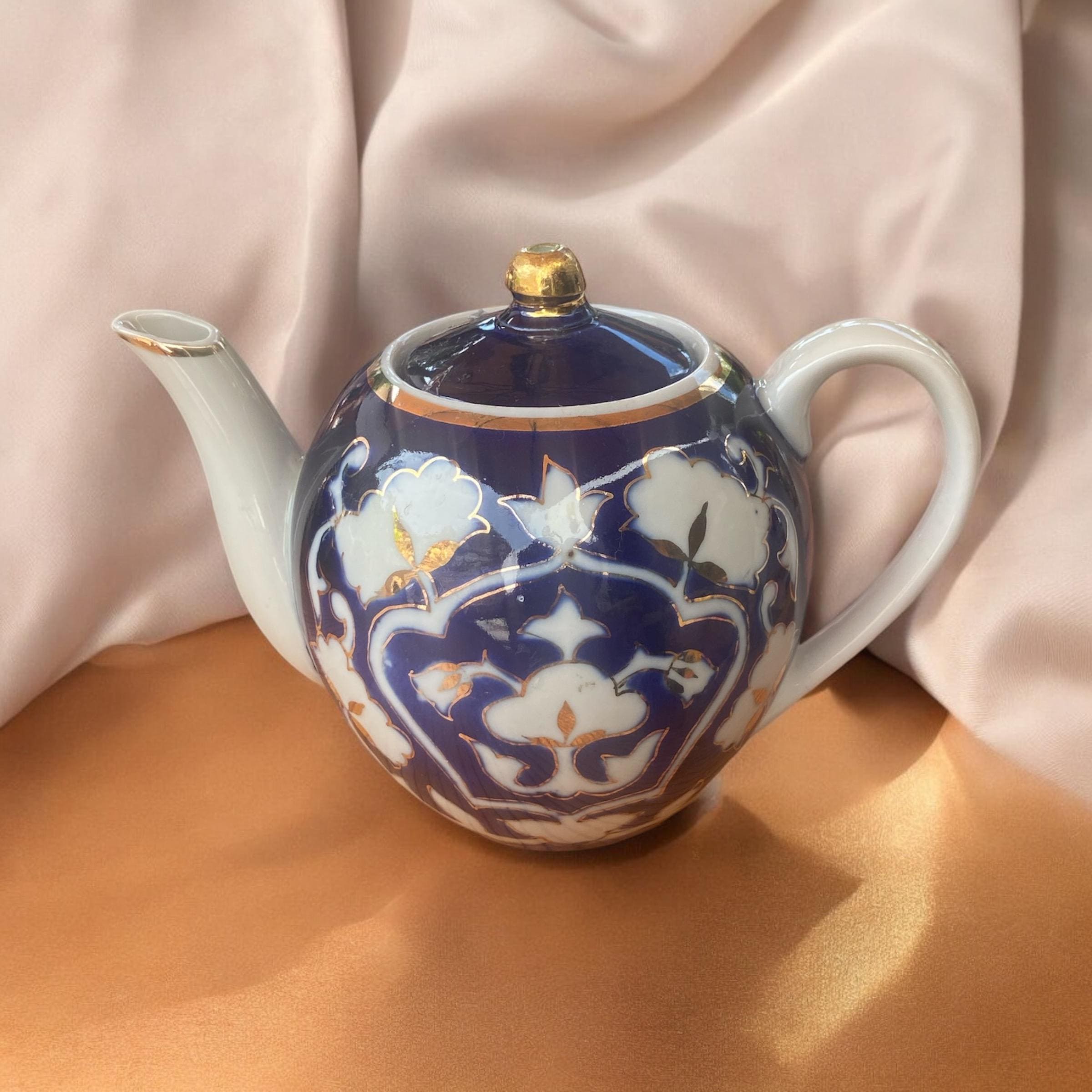 ウズベキスタン アドラス柄 陶器 ティーポット、受け皿、カップ2個付き Uzbek teapot - Etsy 日本
