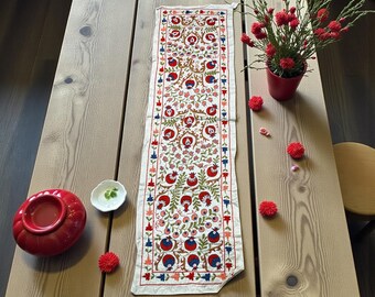 ピュアシルク スザニランナー – 手刺繍のウズベキスタン製テーブル