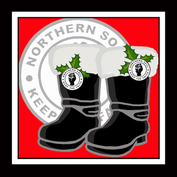 Northern Soul Memorabilia Christmas Santa Boots Greeting Card