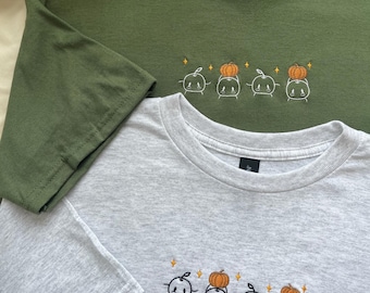 Junimos with Pumpkins Embroidered T-Shirt | Stardew Valley Gift