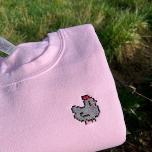 Sweat-shirt Pixel Poulet Cadeau Stardew Valley Light Pink