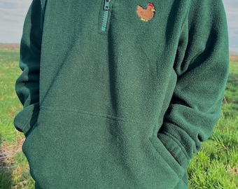 Pixel Chicken 1/4 Zip Fleece Jacket | Stardew Valley Cozy Gaming Gift
