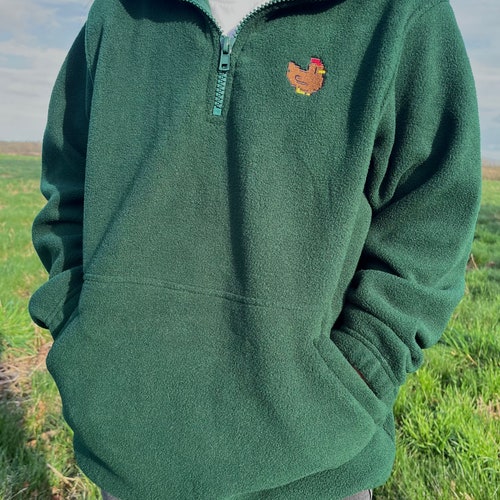Pixel Chicken 1/4 Zip Fleece Jacket | Stardew Valley Cozy Gaming Gift
