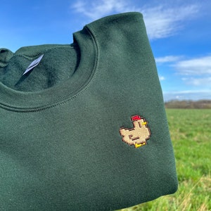 Sweat-shirt Pixel Poulet Cadeau Stardew Valley Forest Green