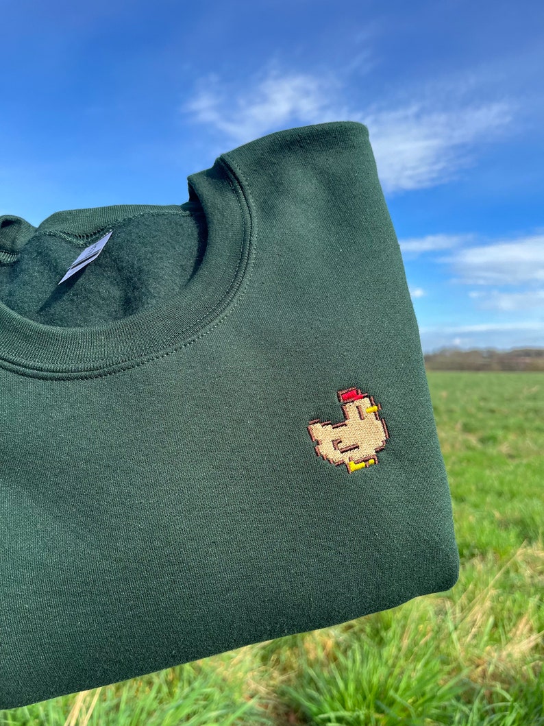 Sweat-shirt Pixel Poulet Cadeau Stardew Valley Forest Green