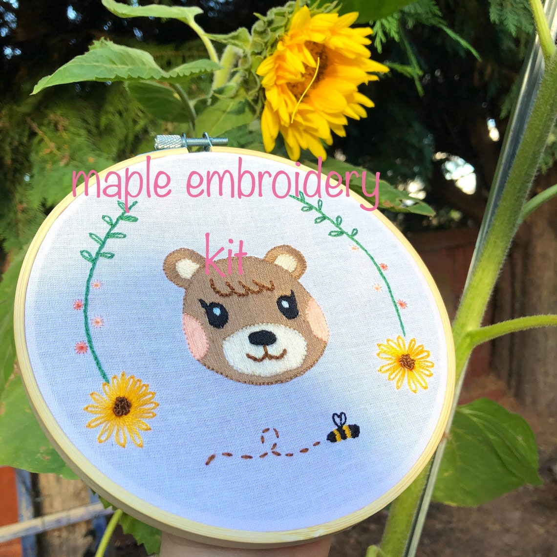 Maple embroidery kit animal crossing acnh craft kit gift