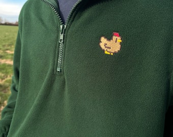 Pixel Chicken Fleecejacke mit 1/4-Reißverschluss