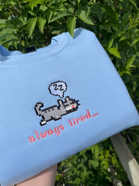 Pixel Sleepy Cat Sweatshirt | Cozy Gaming Stardew Valley Gift